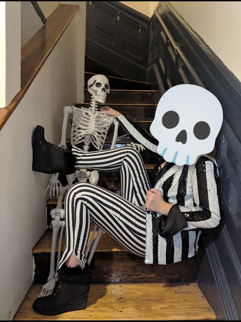 Beetlejuice Costume- Sequin Striped Jacket And Leggings